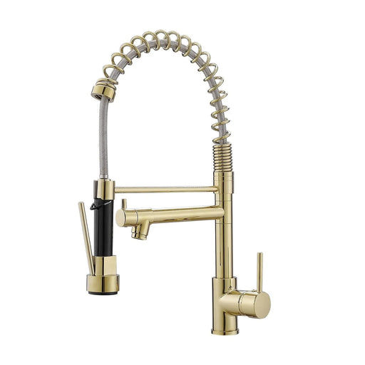 Commercial Kitchen Faucet with Pull Down Sprayer, Single Handle Single Lever Kitchen Sink Faucet Gold Faucet Default -DTYStore
