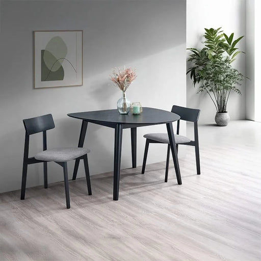 Contemporary 3pc Dining Set Black Finish Table and Side Chairs Set Padded Seat Wooden Kitchen Furniture Default -DTYStore