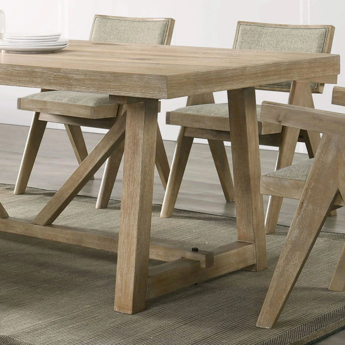 Contemporary Oak Veneer 7pc Dining Set Upholstered Polyester 6x Arm Chairs 1x Table Dining Room Default -DTYStore