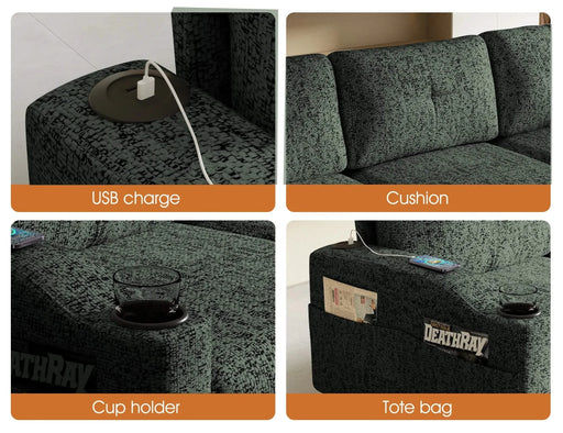 Convertible Combination Sofa Sofa L-Shaped Sofa with Footstools with Storage, Green Sofa for Living Room, Living Room/Bedroom/Office/Small Space 3-Seater Combination Sofa Default -DTYStore