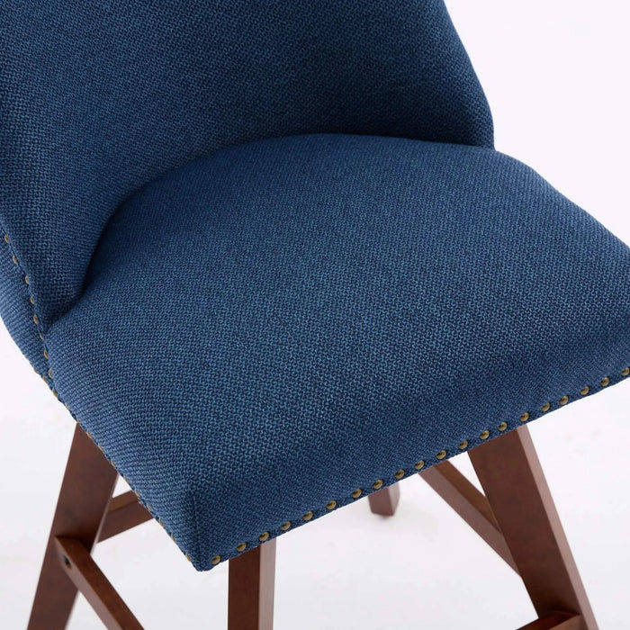Counter Height Swivel Barstools, 26'' H Seat Height Upholstered Bar Stools Set of 2, Fabric in Blue Default -DTYStore