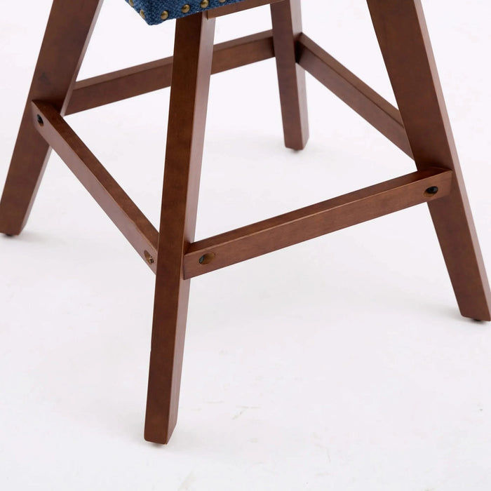 Counter Height Swivel Barstools, 26'' H Seat Height Upholstered Bar Stools Set of 2, Fabric in Blue Default -DTYStore