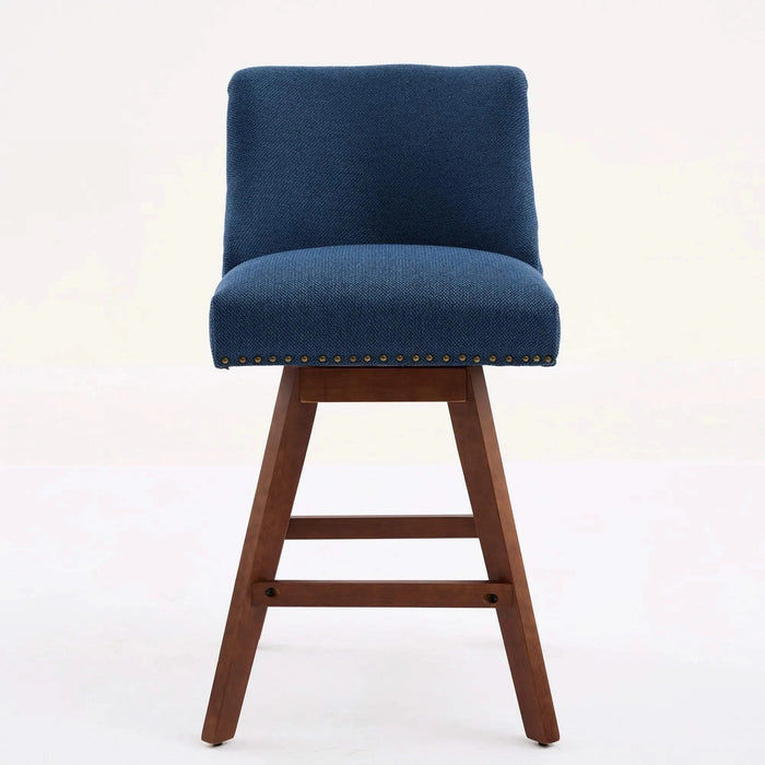Counter Height Swivel Barstools, 26'' H Seat Height Upholstered Bar Stools Set of 2, Fabric in Blue Default -DTYStore