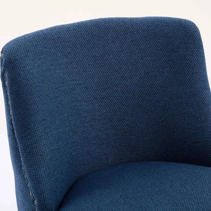 Counter Height Swivel Barstools, 26'' H Seat Height Upholstered Bar Stools Set of 2, Fabric in Blue Default -DTYStore