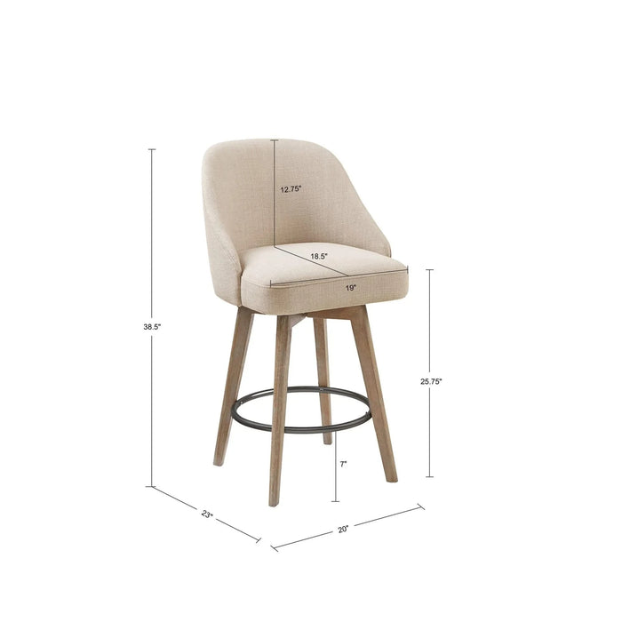 Counter Stool with Swivel Seat Function Sand Polyester and Solid Wood Default -DTYStore