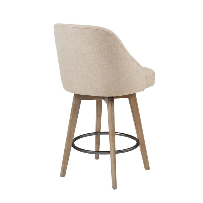 Counter Stool with Swivel Seat Function Sand Polyester and Solid Wood Default -DTYStore