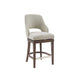 Counter Stool with Swivel Seat in Cream Upholstery and Solid Wood Legs Default -DTYStore