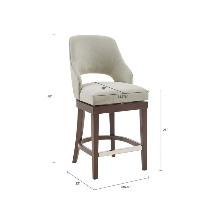 Counter Stool with Swivel Seat in Cream Upholstery and Solid Wood Legs Default -DTYStore