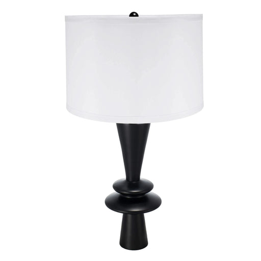 D15x26.7' Black Aluminum Table Lamp with Two Varying Round Accents and White Drum Shade(Lamp Shade Assembly Required) Default -DTYStore
