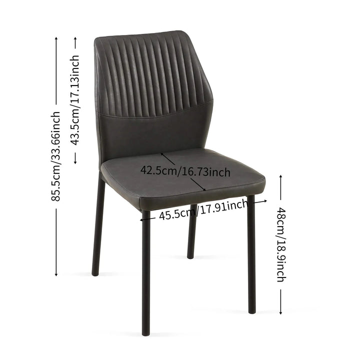 Dark Grey PU Leather Dining Chairs Set of 4 Faux Leather Dining Chairs Living Room Chair Modern Kitchen Armless Side Chair with Metal Legs(Set of 4) Default -DTYStore