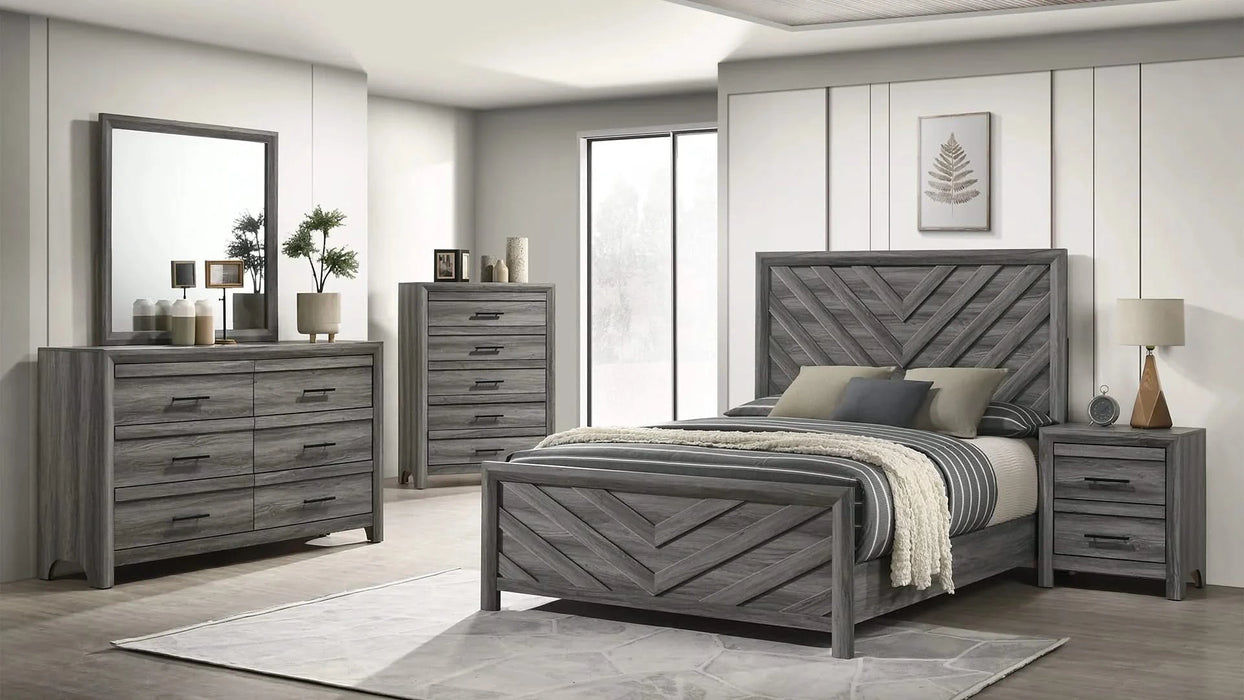 Denver Modern Style 5 Pc Queen Bedroom Set Made with Wood in Gray (NJ INVENTORY) Default -DTYStore
