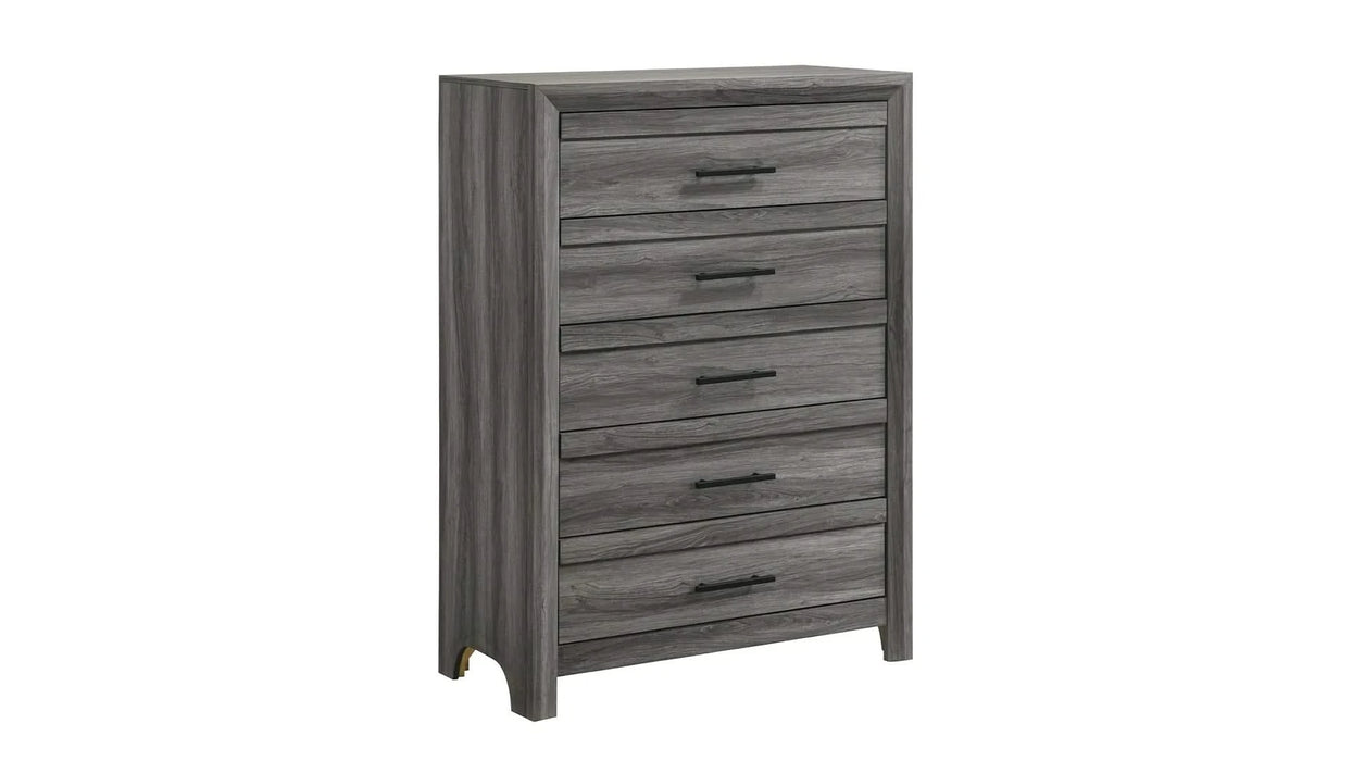 Denver Modern Style 5 Pc Queen Bedroom Set Made with Wood in Gray (NJ INVENTORY) Default -DTYStore