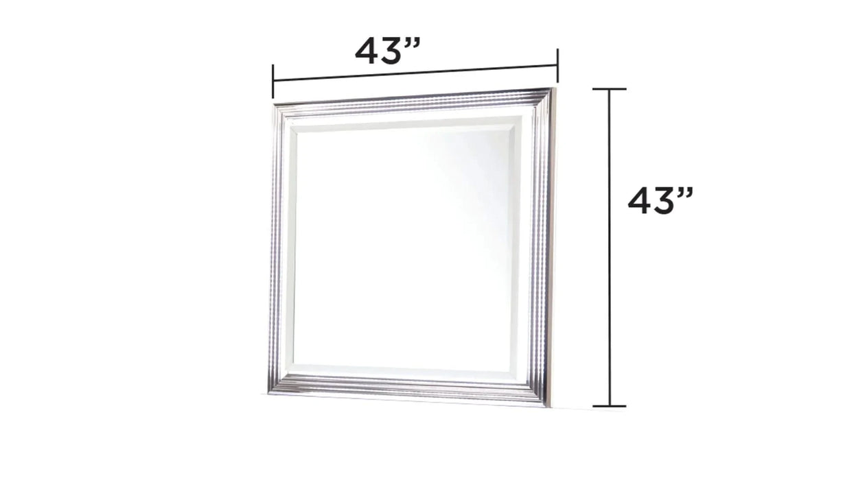 Desire Queen 5-Piece Bedroom Set – LED Upholstered Bed with Footboard Storage, Dresser, Mirror, Nightstand, and Chest in White & Marble Finish with Metallic Accents Default -DTYStore