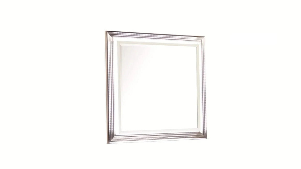 Desire Queen 5-Piece Bedroom Set – LED Upholstered Bed with Footboard Storage, Dresser, Mirror, Nightstand, and Chest in White & Marble Finish with Metallic Accents Default -DTYStore