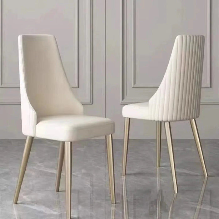 Dining Chair with PU Leather White strong metal legs (Set of 2) Default -DTYStore