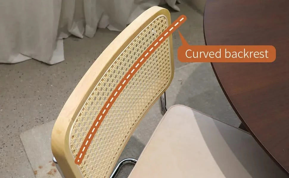 Dining Chairs Set of 2, Velvet Rattan Side Accent Chairs with Chrome Legs, Modern Mid Century Breuer Designed Chairs, Upholstered Dining Living Room Kitchen Chairs (Champagne-2pcs) Default -DTYStore