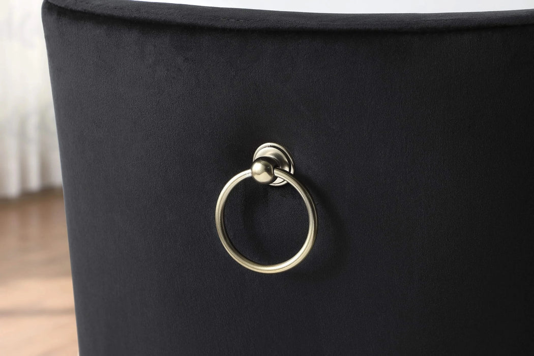 Dining Chairs, Velvet Upolstered Side Chair, Gold Metal Legs (Set of 2) - Black Default -DTYStore