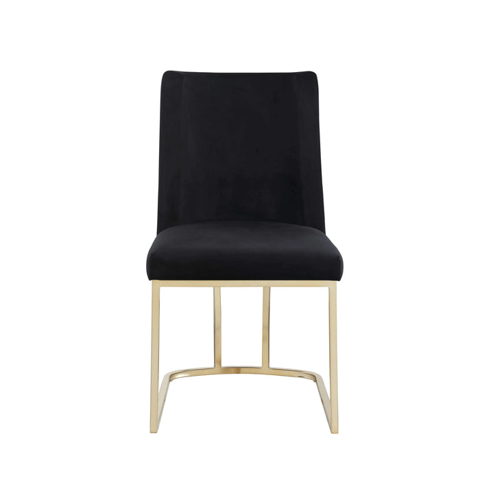 Dining Chairs, Velvet Upolstered Side Chair, Gold Metal Legs (Set of 2) - Black Default -DTYStore