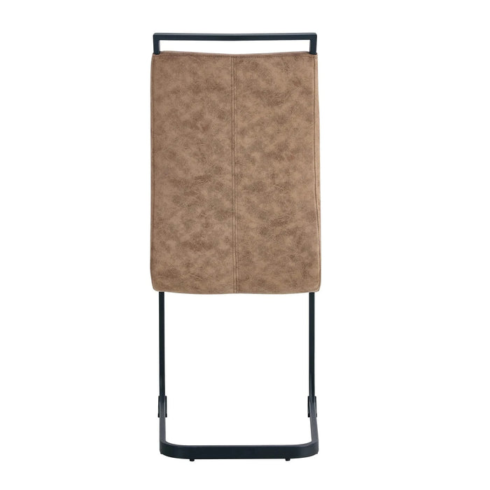 Dining Chairs,tech cloth High Back Upholstered Side Chair with C-shaped Tube Black Metal Legs for Dining Room Kitchen Vanity Patio Club Guest Office chair (Set of 2) Brown1162 Default -DTYStore