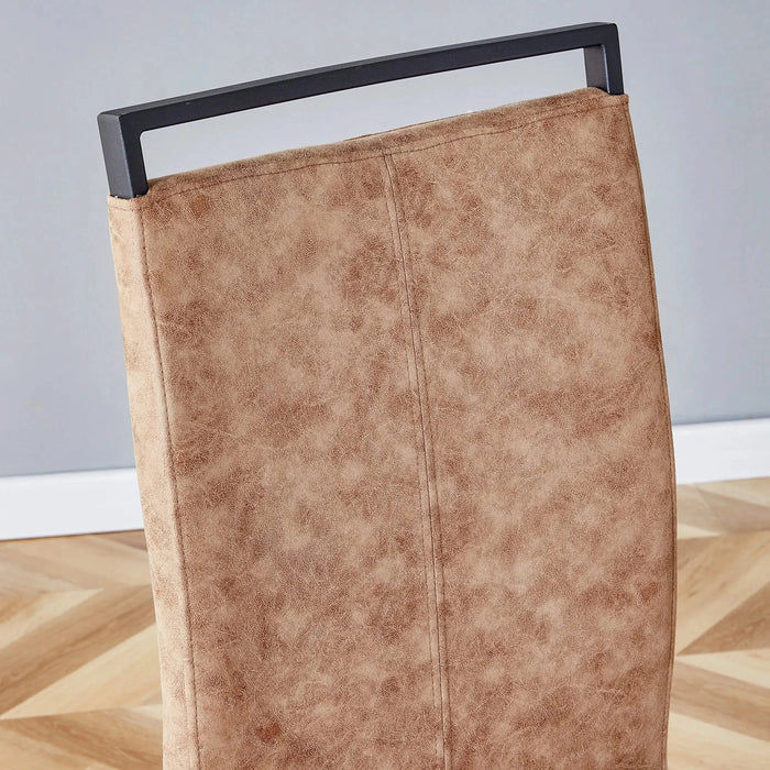 Dining Chairs,tech cloth High Back Upholstered Side Chair with C-shaped Tube Black Metal Legs for Dining Room Kitchen Vanity Patio Club Guest Office chair (Set of 2) Brown1162 Default -DTYStore