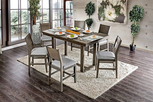 Dining Room 7pc Counter Height Dining Set Gray Counter Height Table 6x Chairs Padded Fabric Cushion Default -DTYStore