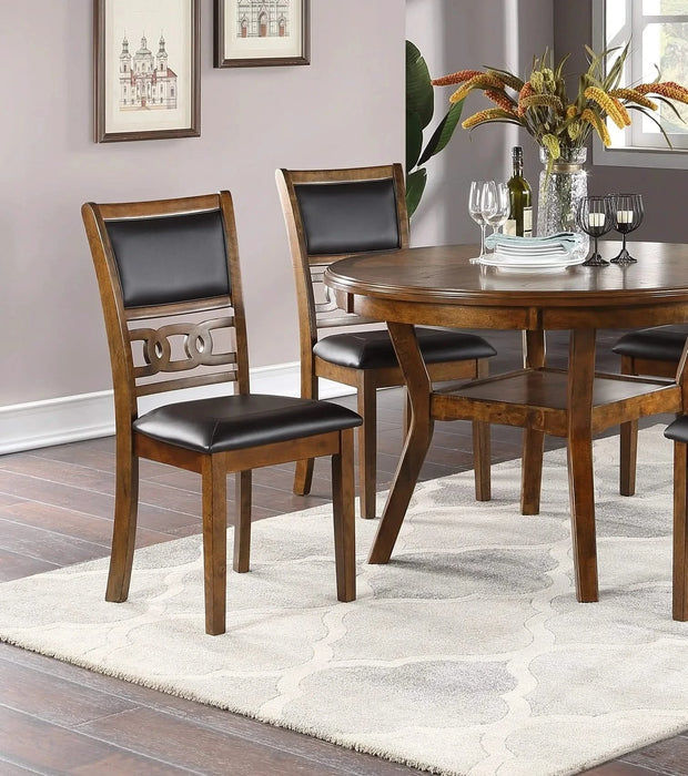 Dining Room Furniture Walnut Rubber wood MDF Round Table 1pc Table w Shelve Default -DTYStore