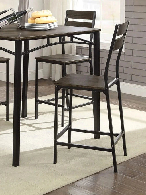 Dining Room Industrial Style Antique Brown 5pc Dining Set Counter Height Table 4x High Chairs Metal Default -DTYStore
