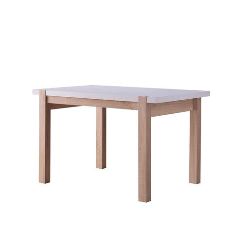 Dining Table Solid Wood Four Leg Posts Two Tone Color Thick Sturdy Hollow Core Construction Table Top Default -DTYStore