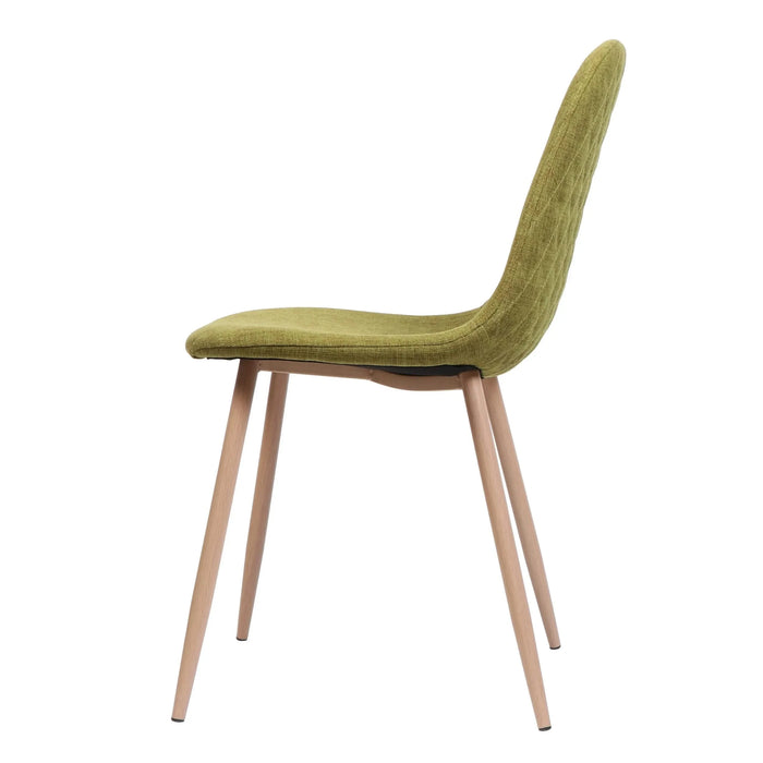 Elegant Dining Chair Set of 2 with Green Fabric and Light Walnut Finish Default -DTYStore