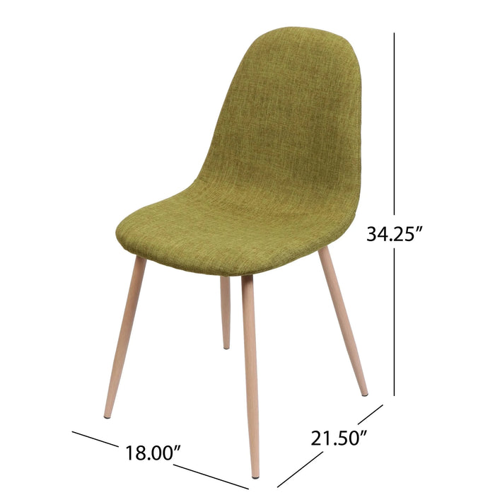 Elegant Dining Chair Set of 2 with Green Fabric and Light Walnut Finish Default -DTYStore