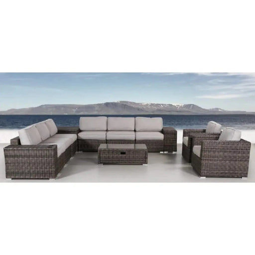 Elegant Outdoor 8-Person Seating Group with Cushions, Espresso Wicker, 130 inch Default -DTYStore