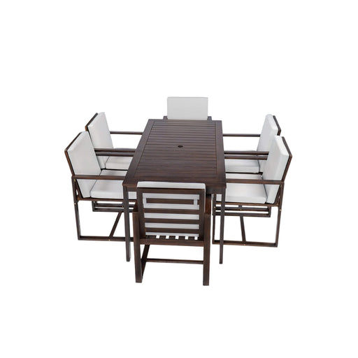 Elegant Patio Dining Set with Removable Cushions in Dark Brown Acacia Wood for Outdoor Spaces Default -DTYStore