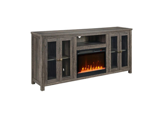 Ellington 70'W Gray Walnut Finish Fireplace TV Stand Console with Heater, LED Light, Cabinets, Shelves Default -DTYStore