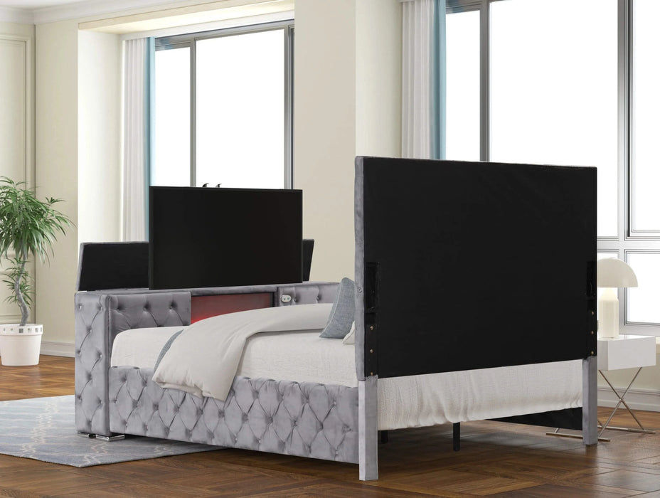 Encore Modern Style Tufted and Upholstered King 4PC Bedroom set made with wood in Gray(CA INVENTORY) Default -DTYStore