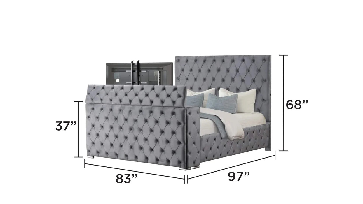 Encore Modern Style Tufted and Upholstered King 4PC Bedroom set made with wood in Gray(CA INVENTORY) Default -DTYStore
