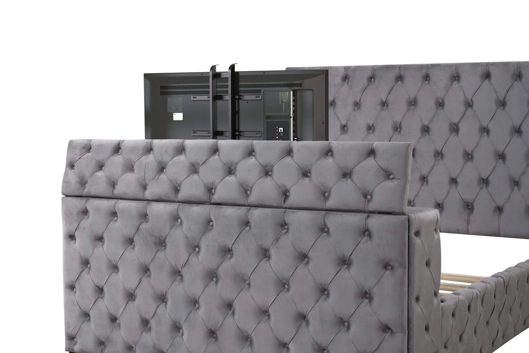 Encore Modern Style Tufted and Upholstered King 4PC Bedroom set made with wood in Gray(CA INVENTORY) Default -DTYStore