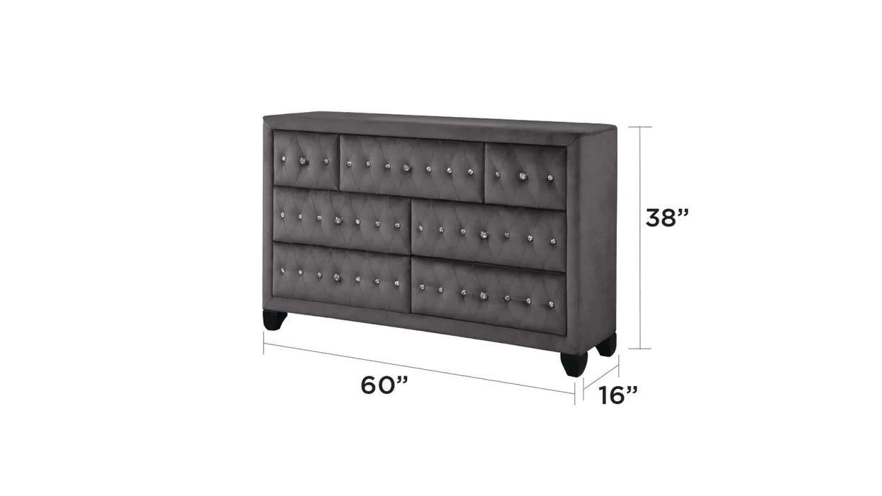 Encore Modern Style Tufted and Upholstered King 4PC Bedroom set made with wood in Gray(CA INVENTORY) Default -DTYStore