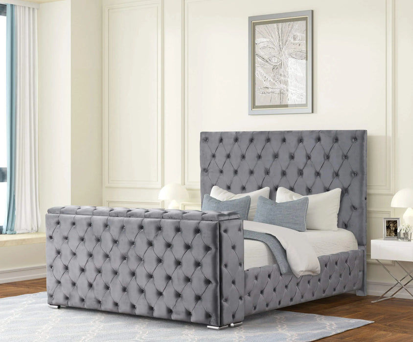 Encore Modern Style Tufted and Upholstered King 4PC Bedroom set made with wood in Gray(CA INVENTORY) Default -DTYStore