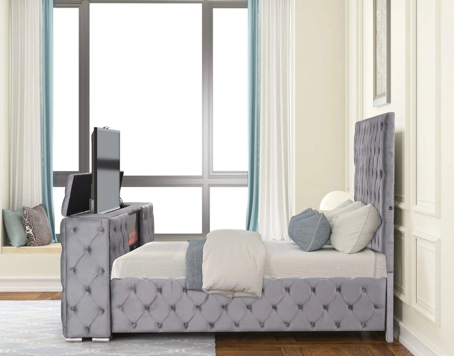 Encore Modern Style Tufted and Upholstered King 5PC Bedroom set made with wood in Gray(CA INVENTORY) Default -DTYStore