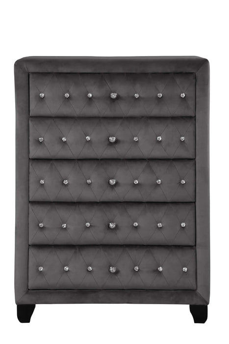 Encore Modern Style Tufted and Upholstered King 5PC Bedroom set made with wood in Gray(CA INVENTORY) Default -DTYStore