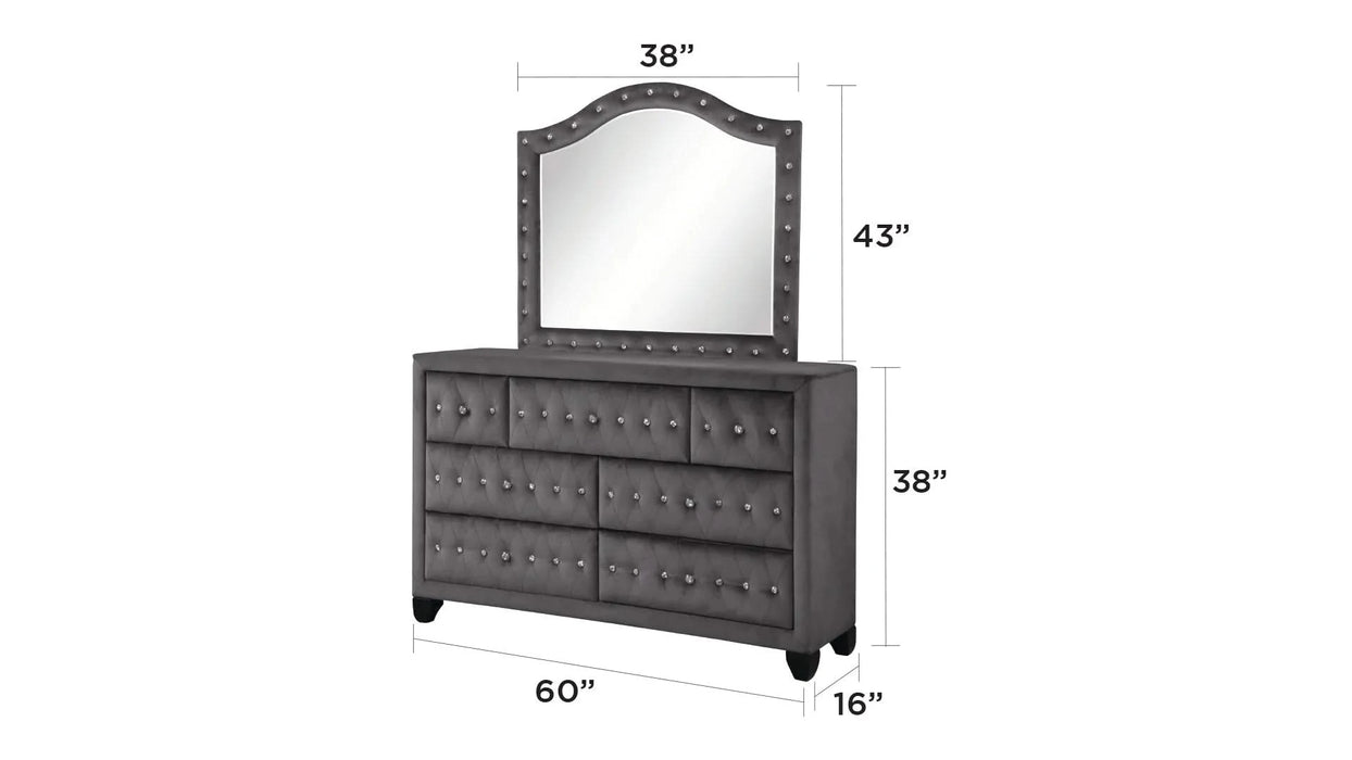 Encore Modern Style Tufted and Upholstered King 5PC Bedroom set made with wood in Gray(CA INVENTORY) Default -DTYStore