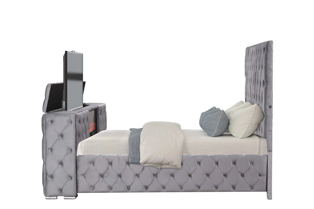 Encore Modern Style Tufted and Upholstered Queen 5PC Bedroom set made with wood in Gray(CA INVENTORY) Default -DTYStore
