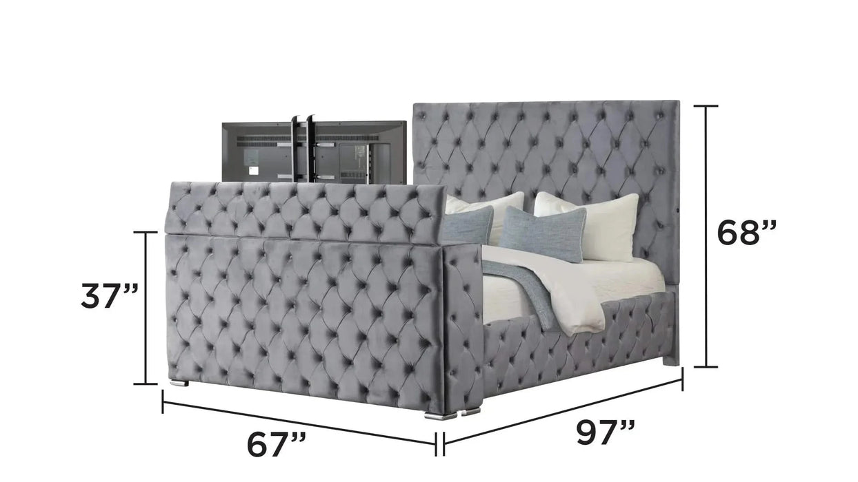 Encore Modern Style Tufted and Upholstered Queen 5PC Bedroom set made with wood in Gray(CA INVENTORY) Default -DTYStore