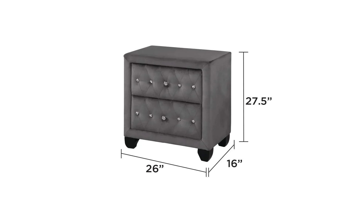 Encore Modern Style Tufted and Upholstered Queen 5PC Bedroom set made with wood in Gray(CA INVENTORY) Default -DTYStore