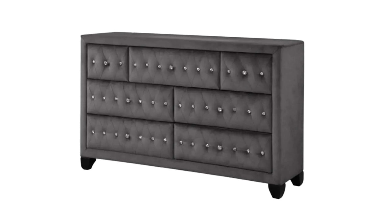 Encore Modern Style Tufted and Upholstered Queen 5PC Bedroom set made with wood in Gray(CA INVENTORY) Default -DTYStore