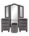 Encore Modern Style Tufted and Upholstered Queen 5PC Vanity Bedroom set made with wood in Gray(CA INVENTORY) Default -DTYStore