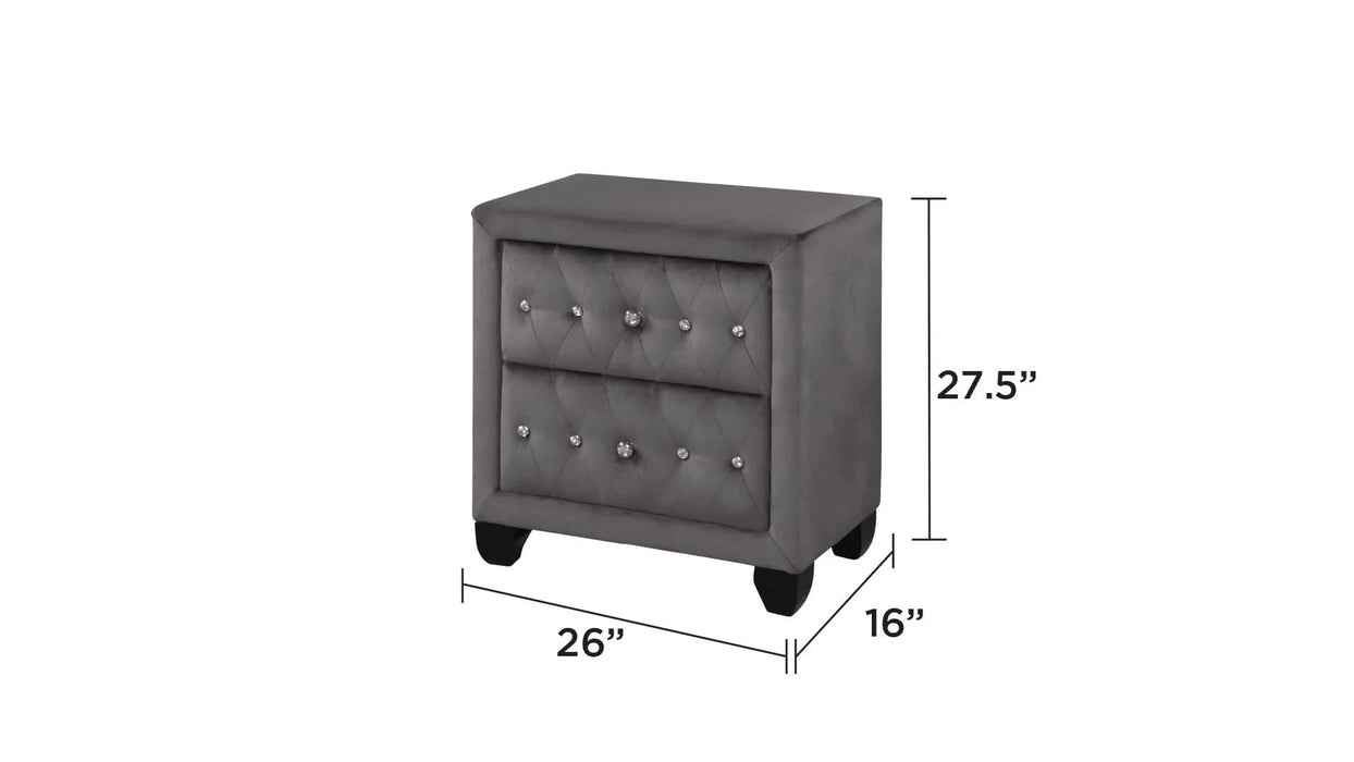 Encore Modern Style Tufted and Upholstered Queen 5PC Vanity Bedroom set made with wood in Gray(CA INVENTORY) Default -DTYStore