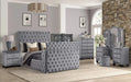 Encore Modern Style Tufted and Upholstered Queen 5PC Vanity Bedroom set made with wood in Gray(CA INVENTORY) Default -DTYStore