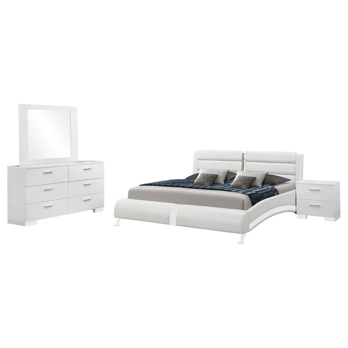 Escalon Glossy White 4-piece Queen Bedroom Set Default -DTYStore