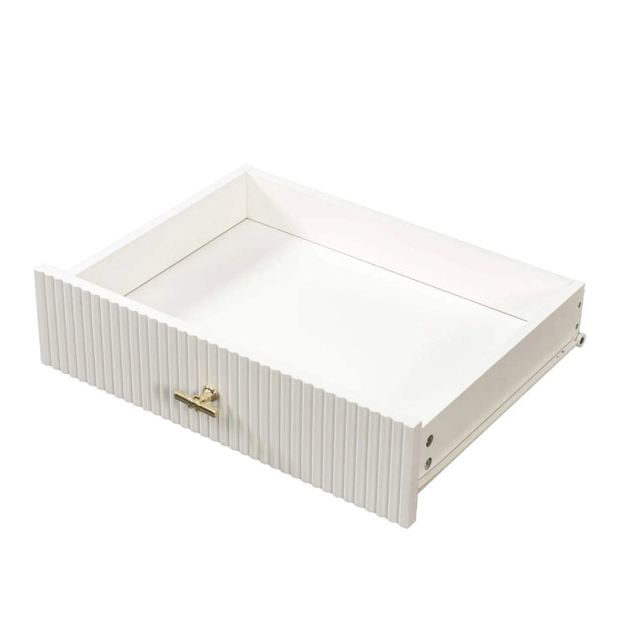 Extendable Coffee Table with Storage, Reversible Living Room Table with 2 Drawers and with 6 Wheels, White Default -DTYStore